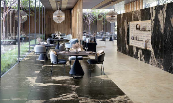 Carrelage marbre noir et beige Century CONTACT - ELEGANCE & VOGUE
