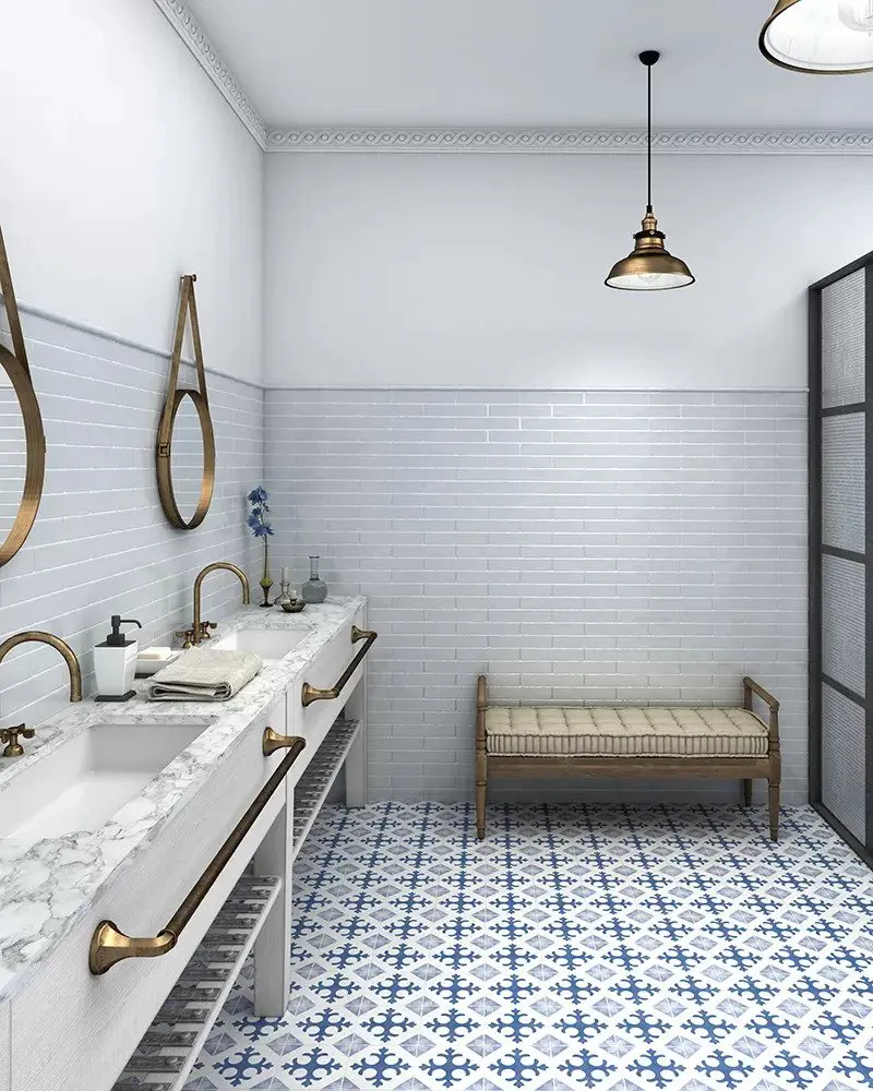 Carrelage metro mural gris salle de bain - Cevica RUSTIC