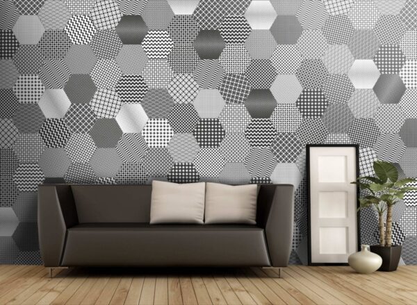 Carrelage hexagonal patchwork noir et blanc Codicer MOMA