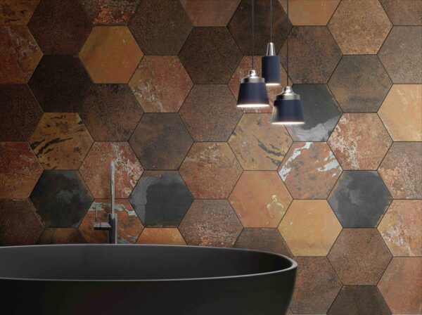 Carrelage métal hexagonal Diffusion Cér. OXYDO