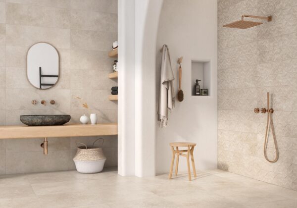 Carrelage salle imitation pierre sol et mur ITT CAMPASPERO - couleur SAND