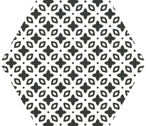 Carrelage hexagonal patchwork noir et blanc Codicer MOMA