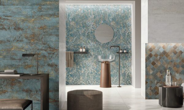 Carrelage italien effet marbré et métallisé Naxos BOLD - chambre et salle de bain