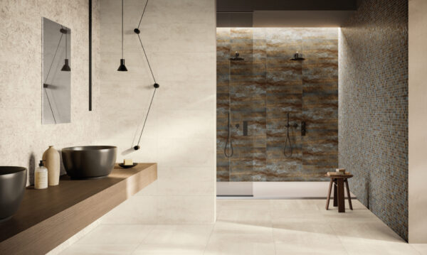 Carrelage italien marbré et métallisé Naxos BOLD - salle de bain