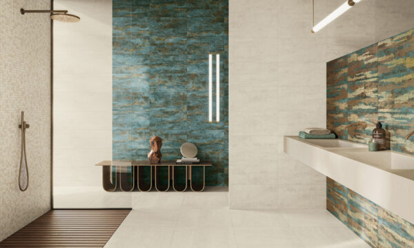 Carrelage italien marbré et métallisé Naxos BOLD - salle de bain