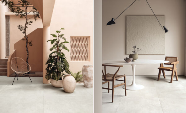 Carrelage effet béton ciré blanc Unicom Starker LIVING - sol CAOLINO