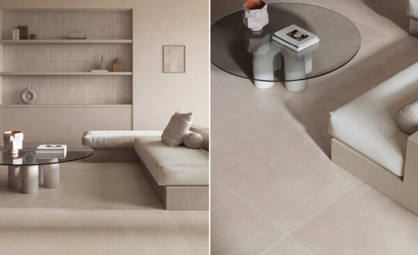 Carrelage effet béton ciré beige Unicom Starker LIVING - sol SABBIA