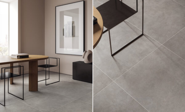 Carrelage effet béton ciré gris Unicom Starker LIVING - sol PIOMBO