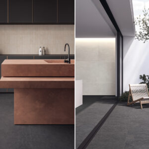 Carrelage ciment noir Unicom Starker LIVING - sol GRAFITE cuisine et terrasse
