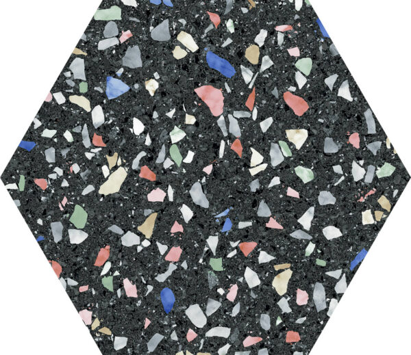 Carrelage terrazzo hexagonal noir Codicer VENICE - DARK COLOURS