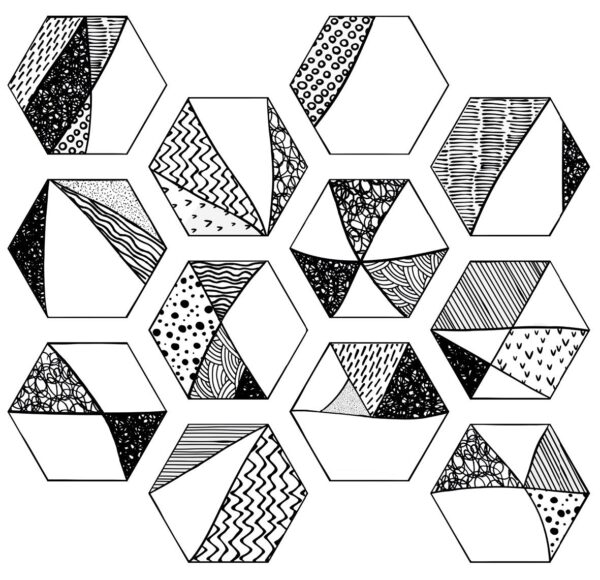 Carrelage noir et blanc hexagonal Itt COMIC pour sol et mur