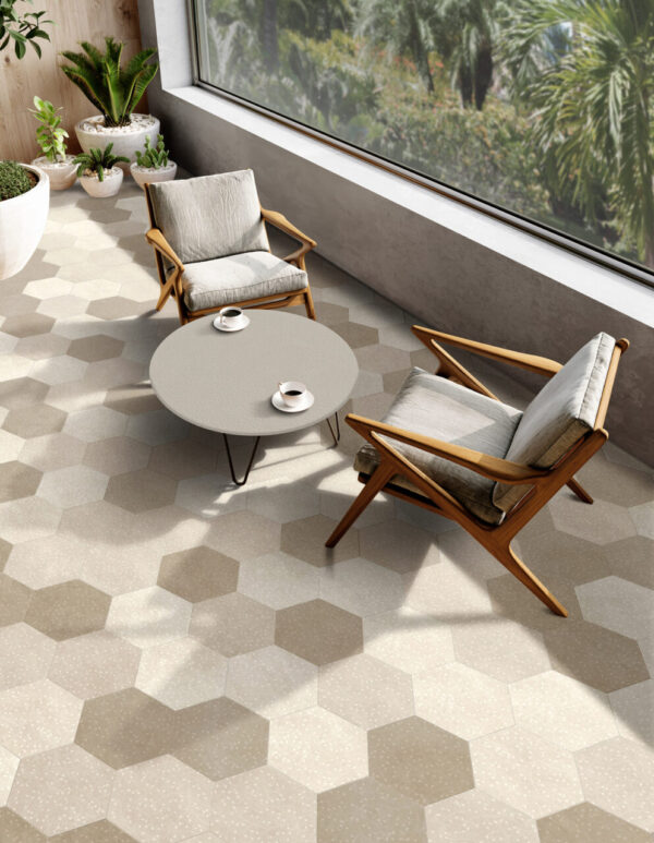 Carrelage hexagonal gris / beige ITT SEVEN - patchwork WARM