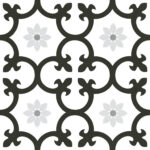 Carrelage imitation carreaux de ciment fleurs de lys DALIA - noir BLACK