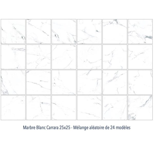 Carrelage marbre blanc Diffusion Céramique 25x25cm