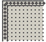 Carrelage sol à cabochon bleu OCTOGONE Diffusion Céramique. Consultez la boutique pour nos pièces spéciales d'angle et frises.