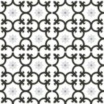 Carrelage imitation carreaux de ciment fleurs de lys DALIA - noir BLACK