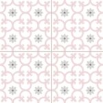 Carrelage imitation carreaux de ciment fleurs de lys DALIA - ROSE
