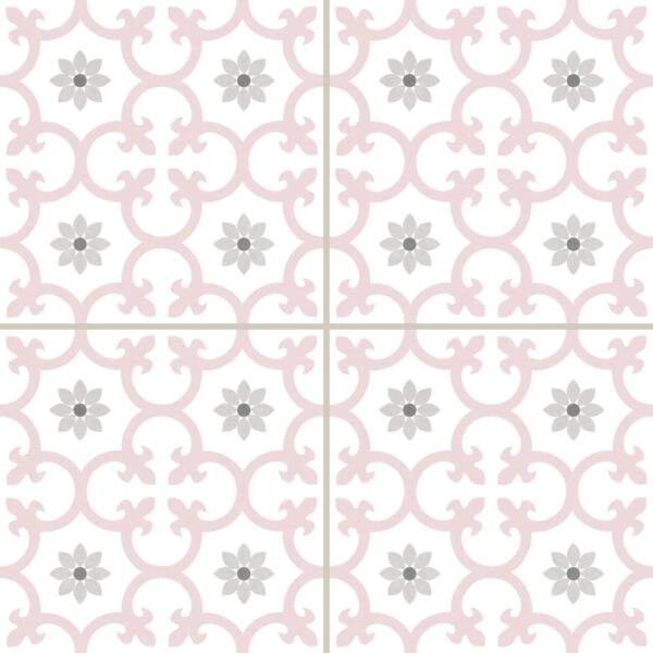 Carrelage imitation carreaux de ciment fleurs de lys DALIA - ROSE