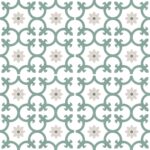 Carrelage imitation carreaux de ciment fleurs de lys DALIA - vert KALE