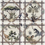 Pierres naturelles décorées Diffusion Céramique - Fresque Kinshasa, composée des 4 modèles de la collection