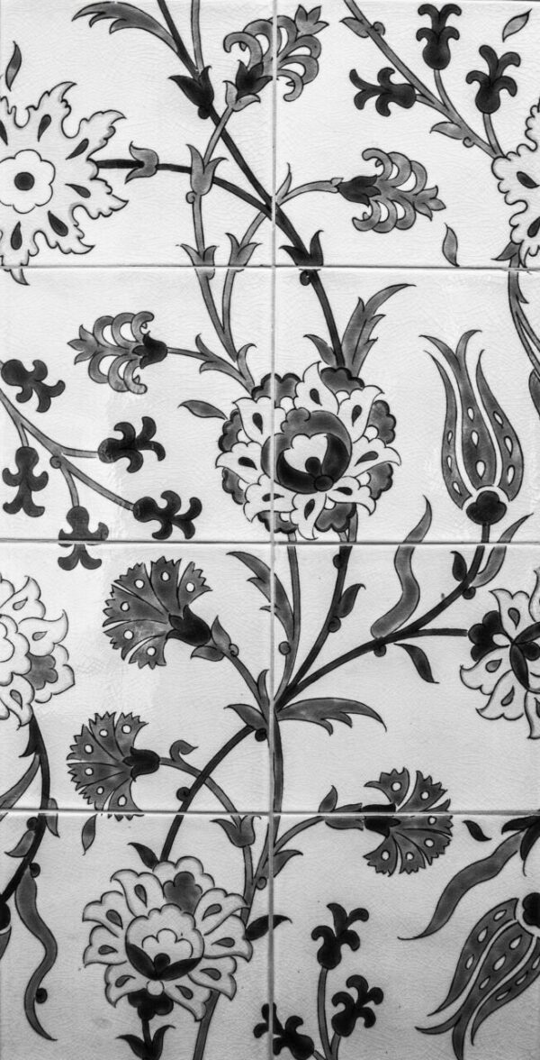Fresque de carrelage mural artisanal Dorémail MARMARA - Boîte de 8 carreaux 20x20cm soit 40x80cm