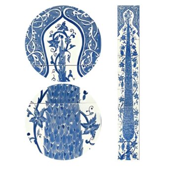 Fresque carrelage mural artisanal tunisien Doremail CYPRES - BLEU
