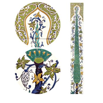 Fresque carrelage mural artisanal tunisien Doremail CYPRES - VERT