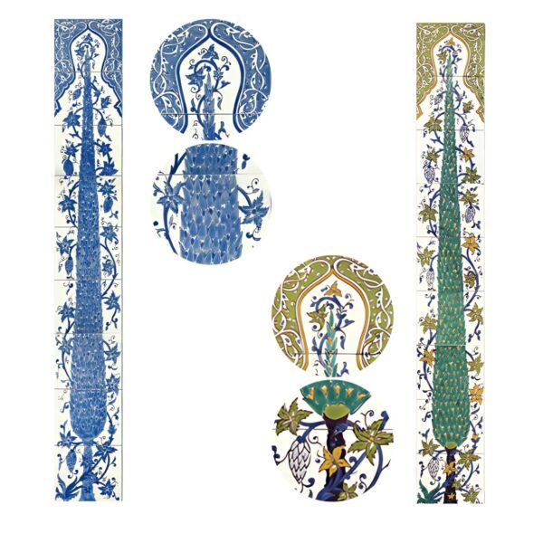 Fresque carrelage mural artisanal tunisien Doremail CYPRES