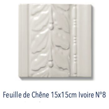 Frise feuille de chêne et angle nord-sud Métro parisien Diffusion Cér. 15x15cm - Ivoire - Frise Feuille de Chêne