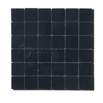 Zellige mosaïque marocain traditionnel Diffusion Céramique 5x5cm sur trame 30x30cm - NOIR
