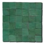 Zellige mosaïque marocain traditionnel Diffusion Céramique 5x5cm sur trame 30x30cm - VERT EMERAUDE