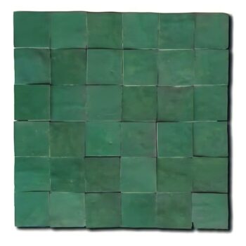 Zellige mosaïque marocain traditionnel Diffusion Céramique 5x5cm sur trame 30x30cm - VERT EMERAUDE