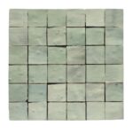 Zellige mosaïque marocain traditionnel Diffusion Céramique 5x5cm sur trame 30x30cm - VERT PÂLE