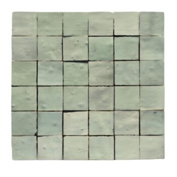 Zellige mosaïque marocain traditionnel Diffusion Céramique 5x5cm sur trame 30x30cm - VERT PÂLE