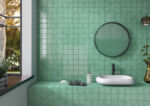 Carrelage mur salle de bain vert brillant Recer RITMO 10x10cm - ESMERALD