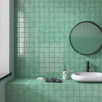 Carrelage mur salle de bain vert brillant Recer RITMO 10x10cm - ESMERALD
