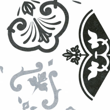 Carrelage noir et blanc hexagonal imitation carreaux de ciment à motifs fleuris - Codicer FANTASY MIX