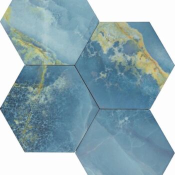 Carrelage marbre bleu hexagonal - Cevica Rockstar ONICE BLUE