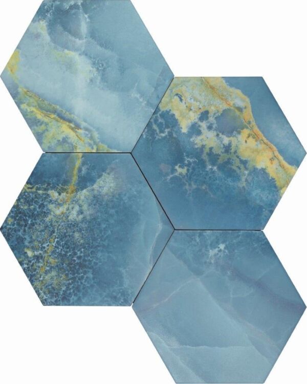 Carrelage marbre bleu hexagonal - Cevica Rockstar ONICE BLUE