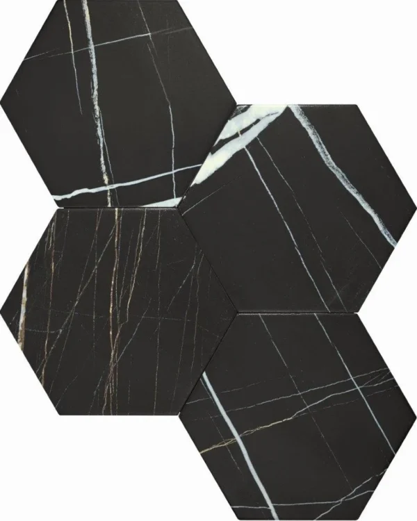 Carreaux marbre noir hexagonal Cevica ROCK STAR SAHARA