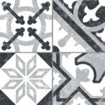 Carrelage patchwork carreaux de ciment noir blanc gris - Codicer BORNE GREY