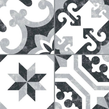 Carrelage patchwork carreaux de ciment noir blanc gris - Codicer BORNE GREY