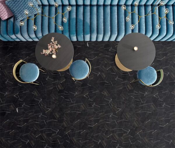 Carrelage sol marbre noir hexagonal Cevica ROCK STAR SAHARA