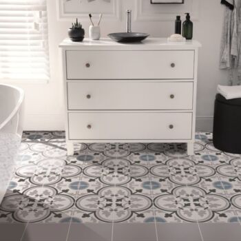 Carrelage sol salle de bain imitation carreaux de ciment Pasicos Floral KENT