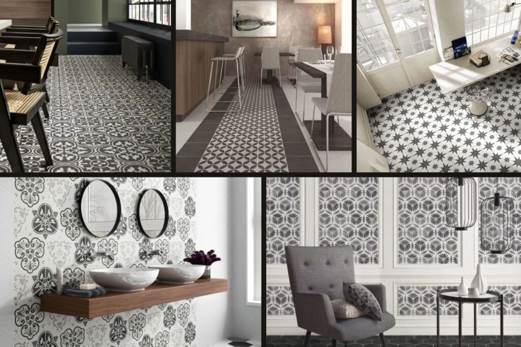 8 astuces déco avec le carrelage carreaux de ciment noir et blanc