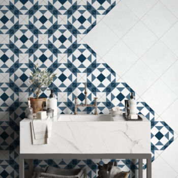 Carrelage mur et sol géométrique Pasicos VICTORIAN motif bleu MARION