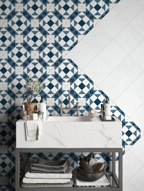 Carrelage mur et sol géométrique Pasicos VICTORIAN motif bleu MARION Carrelage mur et sol géométrique Pasicos VICTORIAN motif bleu MARION