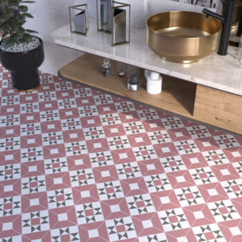 Carrelage géométrique sur sol salle de bain - Pasicos VICTORIAN motif EMILY