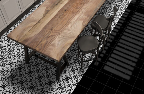 Carrelage sol cuisine - Carreaux de ciment noir Pasicos TUDOR / MARY BLACK Carrelage sol cuisine - Carreaux de ciment noir Pasicos TUDOR / MARY BLACK