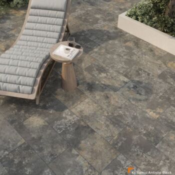 Carrelage Bali piscine noir Cicogres KO SAMUI BLACK